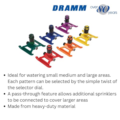 Dramm ColorStorm Gear Drive Sprinkler on Heavy Duty,Durable Metal Base, 4 Patterns, Ideal for Small, Medium & Large Areas with Pass Through Feature, Berry, 40 Foot Diameter - color: Berry, style: Gear Drive Sprinkler
