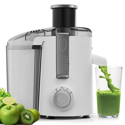 SIFENE 350W Compact Centrifugal Juicer Machine, 2.5" Chute, 3-Speed, White - color: White