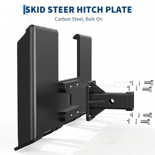 Garvee 3/8" Skid Steer Attachment Plate, 2" Removable Receiver, Black - color: Black