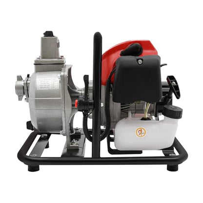 1.7HP 43CC Gasoline Engine Water Pump, 2-Stroke Portable High Flow Petrol Trash Water Transfer Pump Garden Irrigation High Performance Engine Garden Pump with 35.66gal/ min,1" Inlet/Outlet Diameter - color: 1.7hp 43cc