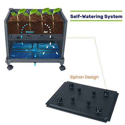 LINEX Raised Garden Bed Planter Box with Trellis, 67.6” Tomato Planters for Climbing Plants Vegetable Vine Flowers Outdoor Patio, Tomatoes Cage w/Self-Watering & Wheels - size: 16.4*12.4*67.6 inch
