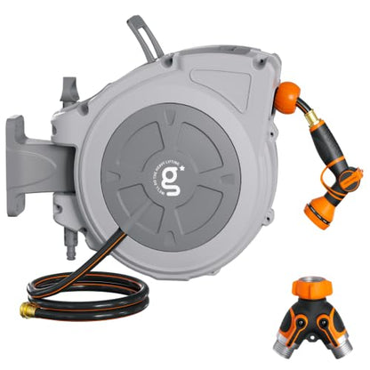 Giraffe Tools Retractable Hose Reel 1/2" x 100 ft with Hose Splitter