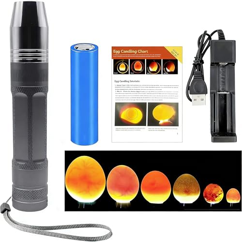 Egg Candler for Chicken Eggs, Rechargeable USB Egg Candling Light - color: Dark Silver