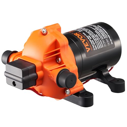 VEVOR 12V Diaphragm Pump, 3.5 GPM (13.25 L/min), 3-Chamber 12 Volt DC Water Pump with Automatic Pressure Switch 40-100 PSI Adjustable, 50 PSI, 1/2'' MNPT Port, for RV Yacht Food Truck Camper Marine - size: 12V, 3.5GPM, 50PSI(Adjustable)