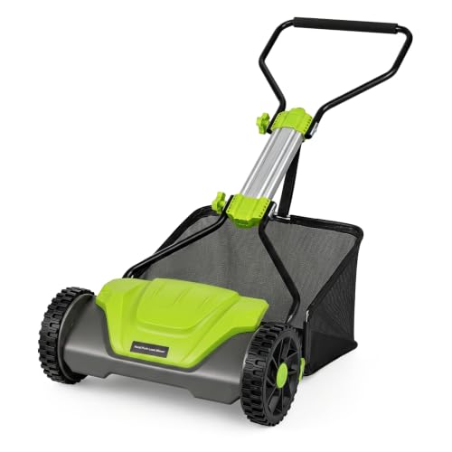 Goplus 16 Inch 5-Blade Push Reel Lawn Mower, Adjustable Cutting Height - color: Green