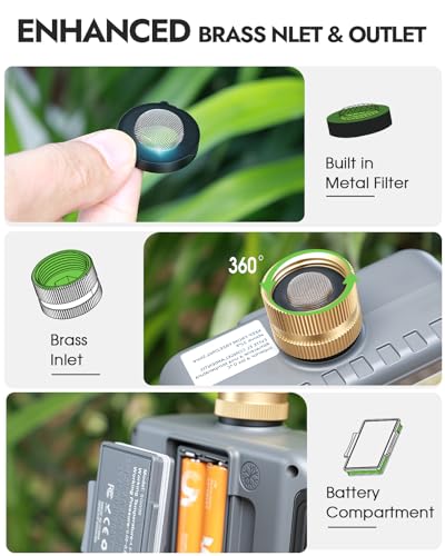 Insoma 2-Zone Sprinkler Timer with Brass Inlet, Water Hose Timer with Auto/Manual Modes + Rain Delay, Big LCD Display, for Garden, Yard Lawn, IPX5 Waterproof & Save Water - size: 2 Zone-V2.0