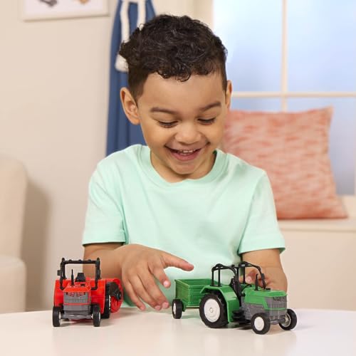 Driven by Battat Tractor Toy with Trailer, Lights and Sounds, 7-Inch, Micro - style: Tractor