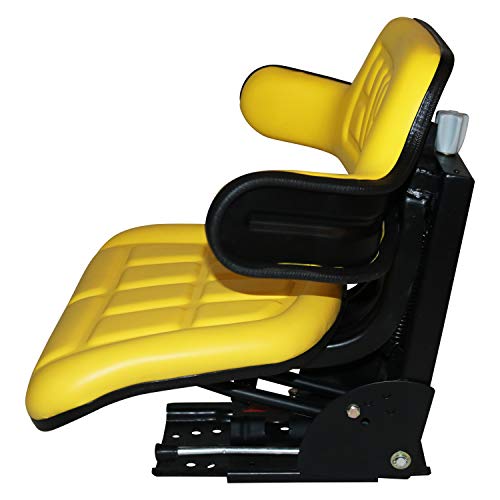 TRAC SEATS YELLOW WAFFLE STYLE UNIVERSAL TRACTOR SUSPENSION SEAT WITH TILT FITS JOHN DEERE 5200 5210 5300 5310