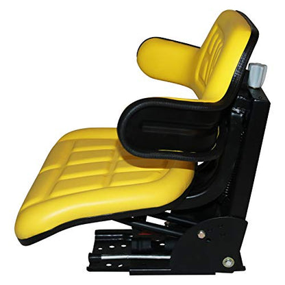 TRAC SEATS YELLOW WAFFLE STYLE UNIVERSAL TRACTOR SUSPENSION SEAT WITH TILT FITS JOHN DEERE 5200 5210 5300 5310