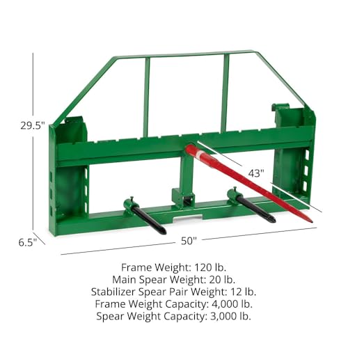 Titan Attachments Standard Series Pallet Fork Frame (43" Main Spear + 17.5" Stabilizers) - size: 43" Main Spear + 17.5" Stabilizers