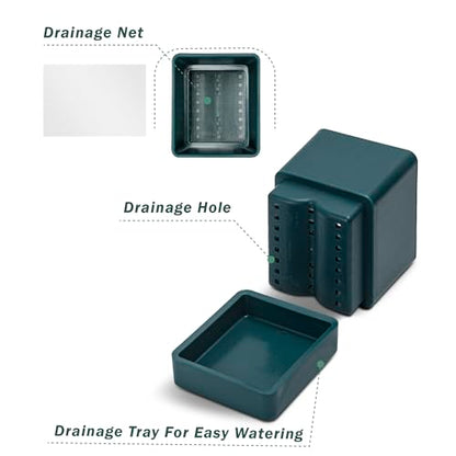 D'vine Dev 4-Pack Plastic Herb Planter Pots, 4 in, Green, 76-Y-C-1 - color: Green, size: 16 Inch x 4.5 Inch