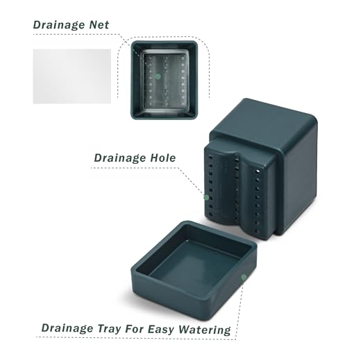 D'vine Dev 2-Pack Plastic Herb Planter Pots, 4 in, Green, 76-Y-C-1 - color: Green, size: 8 Inch x 4.5 Inch