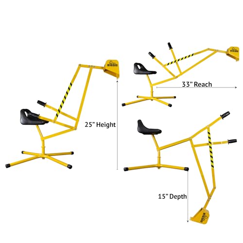 Big Dig Excavator Ride-On Sandbox Digger with 360 Rotation Base, Yellow - color: Yellow