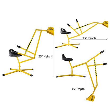 Big Dig Excavator Ride-On Sandbox Digger with 360 Rotation Base, Yellow - color: Yellow