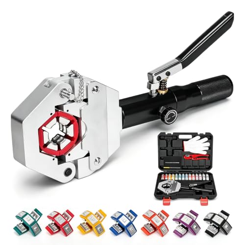 Hydraulic AC Hose Crimper Kit with 7 Snap-On Dies - color: Black