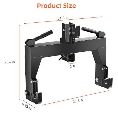 Garvee 3-Point Quick Hitch, 3000 LBS Lifting Capacity Tractor Quick Hitch,No Welding & 5 Level Adjustable Bolt, Adaptation to Category 1