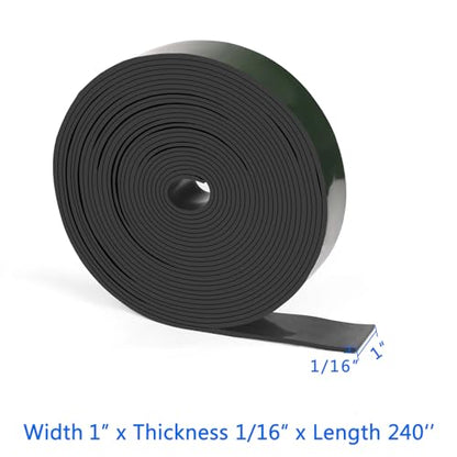 HooTown Adhesive Solid Rubber Strips, Self Neoprene Rubber Sheet Rolls Seal - size: 1”Wide x 240”Long, style: 1/16" Thick Adhesive