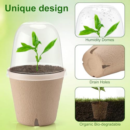 36 Set 3.15 Inch Peat Pots Plant Starters for Seedling with Humidity Dome