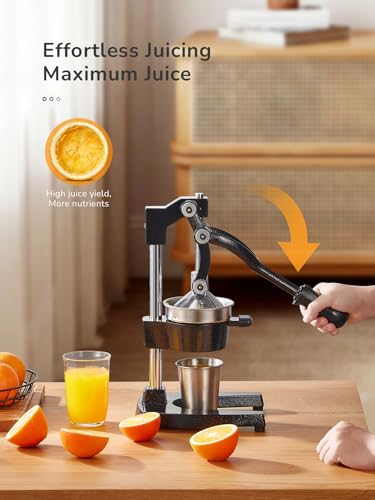 QCen Manual Citrus Juicer Cast Iron Heavy Duty Orange Press - color: Black