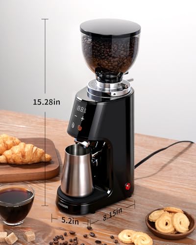 SHARDOR 64mm Flat Burr Coffee Grinder, 100 Settings, Anti-Static, Black - color: Black