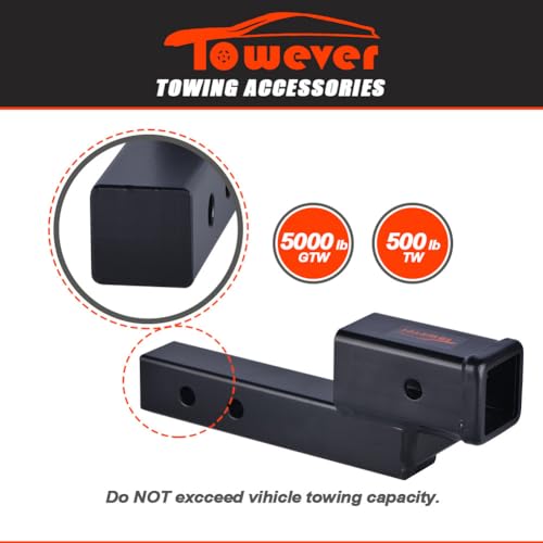 84121 Towever Hitch Receiver Adapter with 2" Drop/Rise, 9" Hitch Extender, Solid Tube Hitch Riser (GTW/TW 5000/500 LBS) - size: 2" Drop/Rise