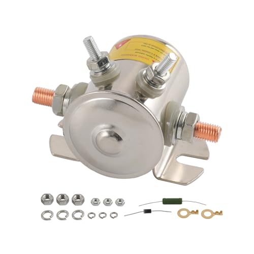 12VDC Max 300A Continuous Duty Solenoid Relay with Resistor and diode for Golf Carts Winch Marine in Rush Nickel Plating - size: 12V 4 Terminal W/ Resistor &diode