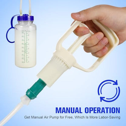 Veemoon Manual Cow Milking Machine Portable Hand Pump Milker for Cattle Goat and Sheep Food Grade Contact Parts Transparent Bottle for Milk Level Control Farm Supply 8.66 X 3.54 X 3.54 in