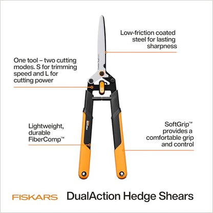 Fiskars 25" DualAction Hedge Shears, 2-in-1 Fast or Powerful Trimming - style: 25" 2-in-1
