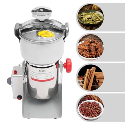 Grain Mill Grinder,1000g High-pressure Food Grain Mill,Stainless Steel Seeds Flour Nut Pill Wheat Corn Herbs Spices & Seasonings Dry Grinder Electric Machine