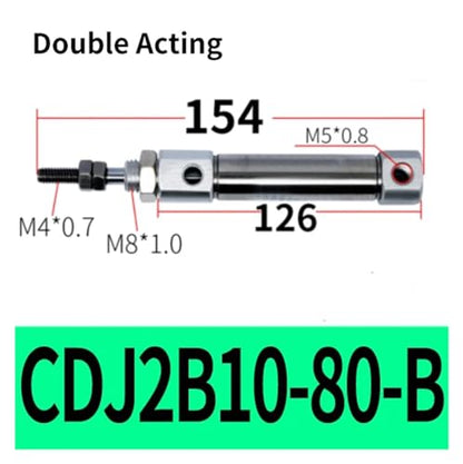 CDJ2B10-15-B Magnetic Stainless Steel Mini Cylinder Double Acting(CDJ2B10x80 B) - color: Cdj2b10x80 B
