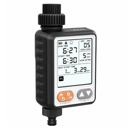Programmable Water Timer for Garden Hose,10 Independent Watering Programs,Large LCD Display, Digital Sprinkler Timer with Rain Delay, Suitable for lawns, courtyards,and vegetable gardens