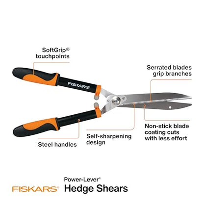 Fiskars 23" Power-Lever Garden Hedge Shears, Self-Sharpening Blades - style: 23" Power-Lever