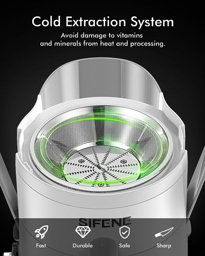 SIFENE 350W Compact Centrifugal Juicer Machine, 2.5" Chute, 3-Speed, White - color: White
