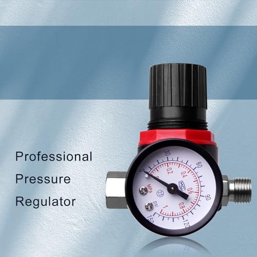 HVLP Air Gravity Spray Gun Set, Aflybltol 2 Pcs Sprayer Paint Gun Kit,1.4mm 600ml&0.8mm 125ml Automotive Paint Gun with Locking Air Pressure Regulator Gauge Paint Sprayer Gun for Car Painting(Blue)