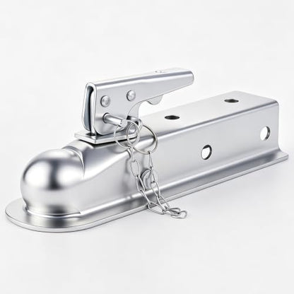 NBJINGYI Straight Trailer Coupler 2" Ball 2" Channel Width 3500 LBS - size: BALL 2", CHANNEL 2" 3500LBS with Chain