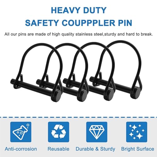 INCREWAY 4pcs Wire Lock Pin, 1/4" Heavy Duty Safety Coupler Shaft Locking Pin Hitch Pto Pin Round Loop Wire Lock Trailers Pin - size: 4 PCS
