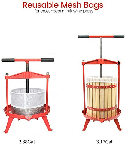 SQUEEZE master 3.17 Gallon/12L-T Handle Fruit Wine Cider Press with 2 Filter Bags