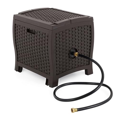 Suncast 2 Pack 175 ft. Wicker Style Resin Hose Hideaway with Hose Guide, Java, Mocha Brown - size: 2