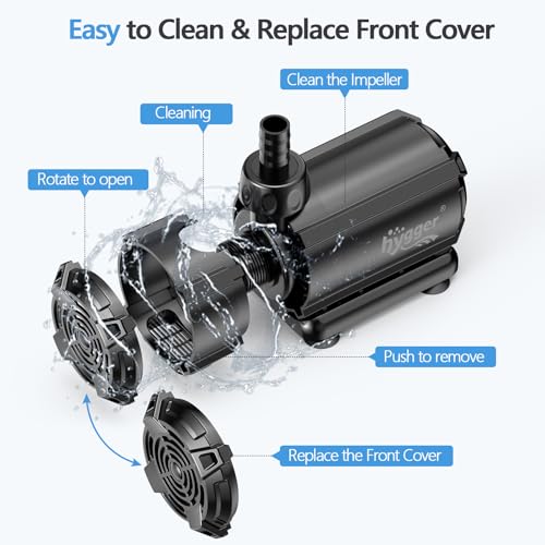 hygger Submersible Pump 2400GPH, 60W Water Fountain Pump With Controller - size: 2400GPH 60W