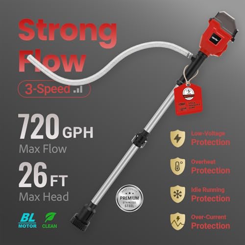 Cordless Stick Water Transfer Pump Compatible with Milwaukee 18V Battery - color: Red