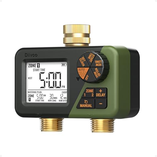 Diivoo Sprinkler Timer 2 Zone for Outdoor Watering, Garden Hose Timer - size: 2 Outlets