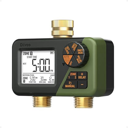 Diivoo Sprinkler Timer 2 Zone for Outdoor Watering, Garden Hose Timer - size: 2 Outlets