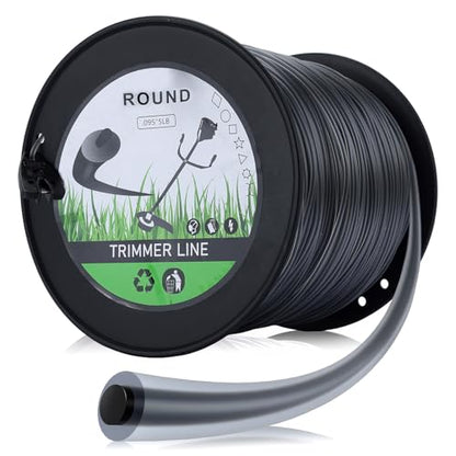 Hipa 5 Pound 095 Trimmer Line Heavy Duty 2.4 mm/.095" Weed Eater String for Echo SRM225 SRM210 SRM230 Sthil FS38 FS55R FS80 FS85 Husquavarna 128ld 223l Troybilt TB22 Brushcutter Electric 0.095 Round - size: 5 pound 095''