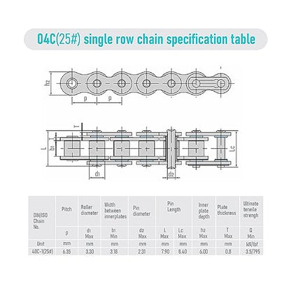 12 Tooth Roller Chain Sprocket, 25 Chain, 6mm Bore - size: 12T/6mm Bore