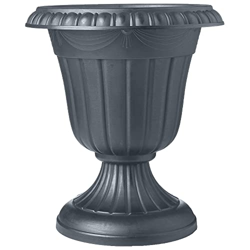 Arcadia Garden Products PL10GY Indoor/Outdoor Classic Traditional Plastic Urn Planter, 15" x 13", Gray - color: Gray, size: 15" x 13"