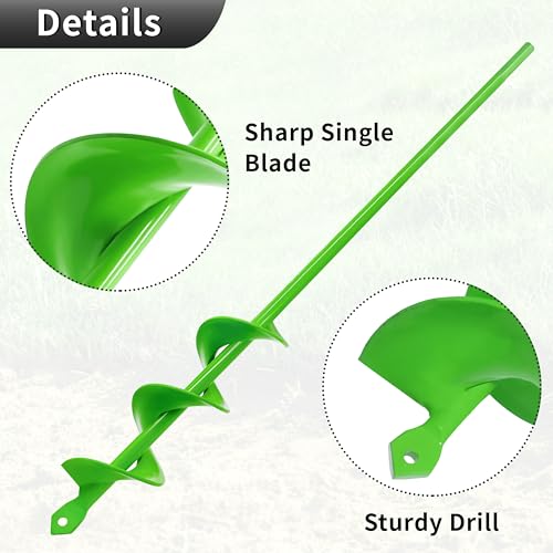 Auger Drill Bit for Planting,1.6"x16.5" Extended Length Garden Auger Spiral Drill Bit, Heavy Duty Post Hole Digger for Bulbs,Flowers & Bedding Plants,Fits 3/8" Hex Drill - size: 1.6"x16.5"-Green