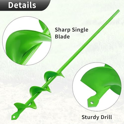 Auger Drill Bit for Planting,1.6"x16.5" Extended Length Garden Auger Spiral Drill Bit, Heavy Duty Post Hole Digger for Bulbs,Flowers & Bedding Plants,Fits 3/8" Hex Drill - size: 1.6"x16.5"-Green