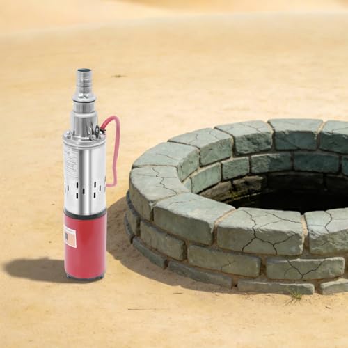 12V DC Submersible Well Pump, 180W Electric Powered Water Pump 396Gal Max Lift 20m/787.4in, Submersible Pump for Farm Irrigation Agricultural Garden Home