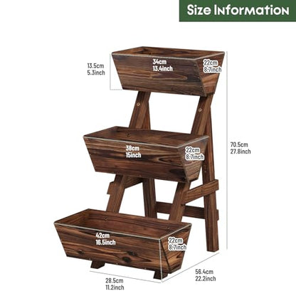 3-Tier Vertical Wooden Raised Garden Bed, Garden Planter Box,Carbonized - color: Carbonized, size: 3-Tier Small