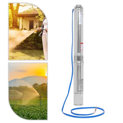 Deep Well Pump, Electric Submersible Bore Hole Deep Well Pump Stainless Steel Submersible Well Pumps Agricultural Irrigation Pump for Villages, Homes, Farms (110V 1.5KW 2HP) - style: 110V 1.5KW 2HP